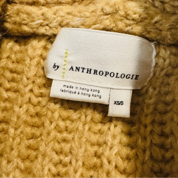 Anthropologie Amanza Fringed Cardigan Fringed Pockets Mustard XS/S - Picture 5 of 6